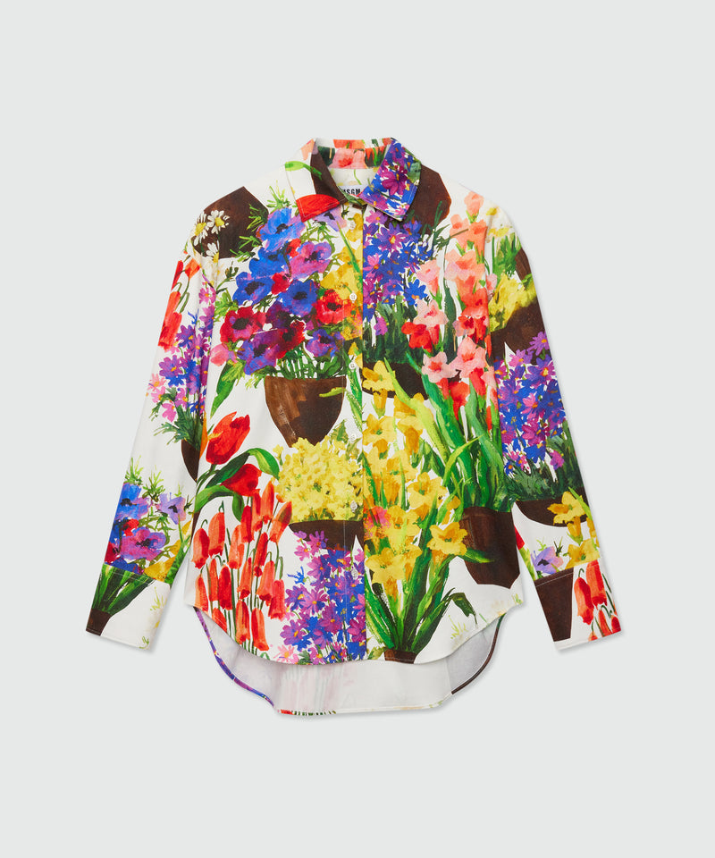 Multicolor printed canvas shirt dress 03 Donna 