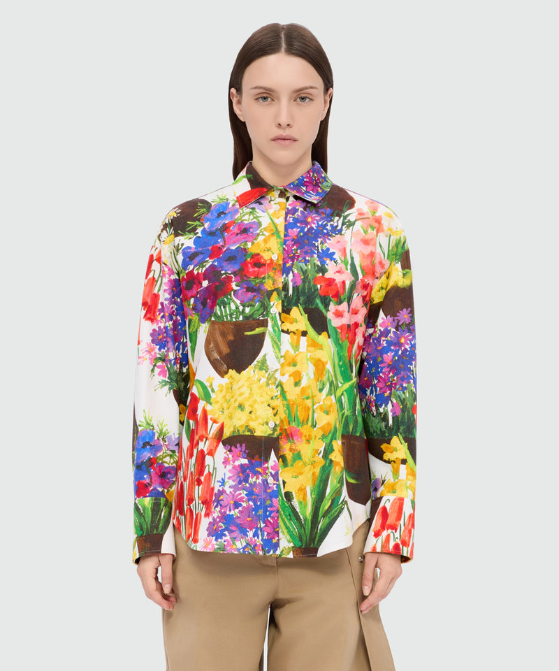 Multicolor printed canvas shirt dress 03 Donna 