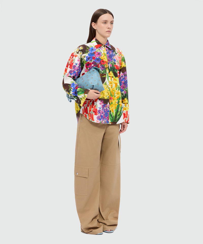 Multicolor printed canvas shirt dress 03 Donna 