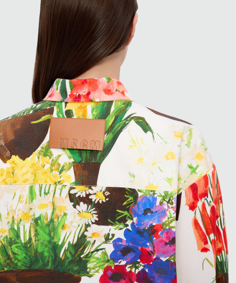 Multicolor printed canvas shirt dress 03 Donna 