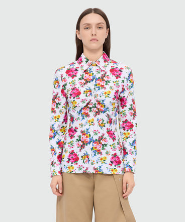 White floral-print lycra shirt