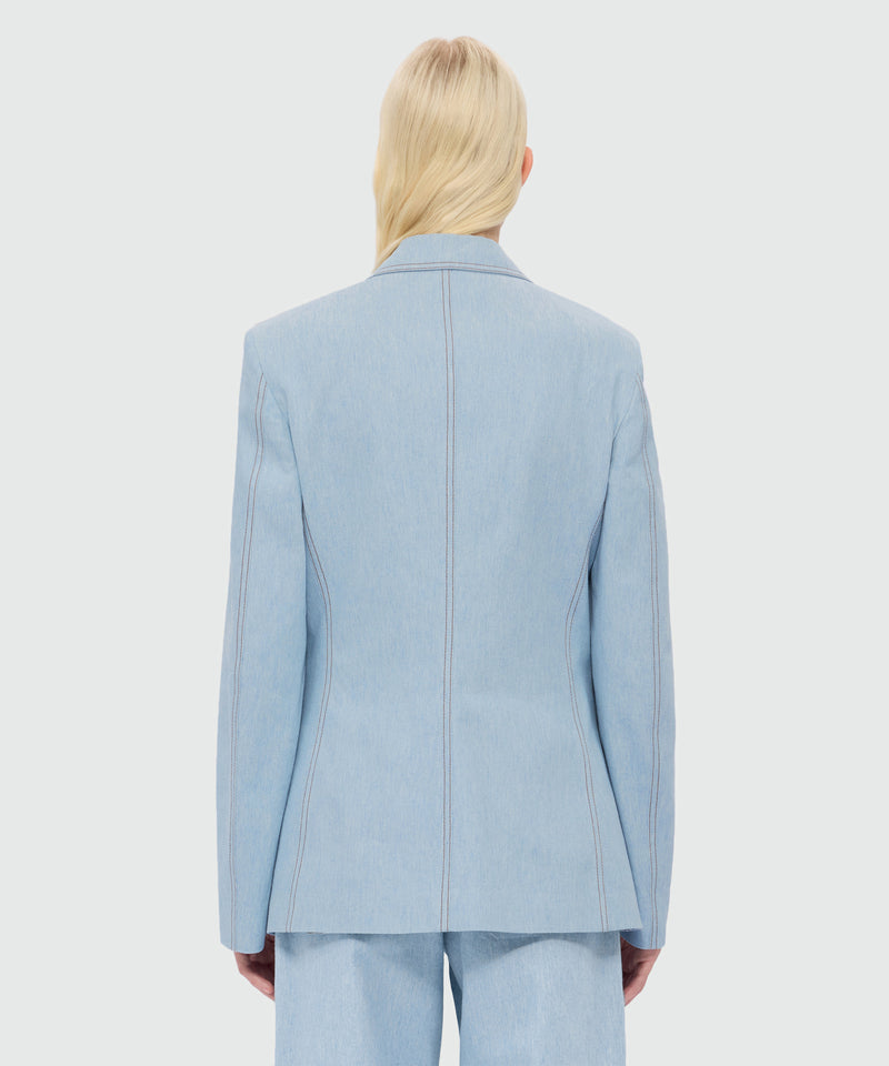 Raw denim jacket with contrast stitching and single-button front fastening 82 Donna 