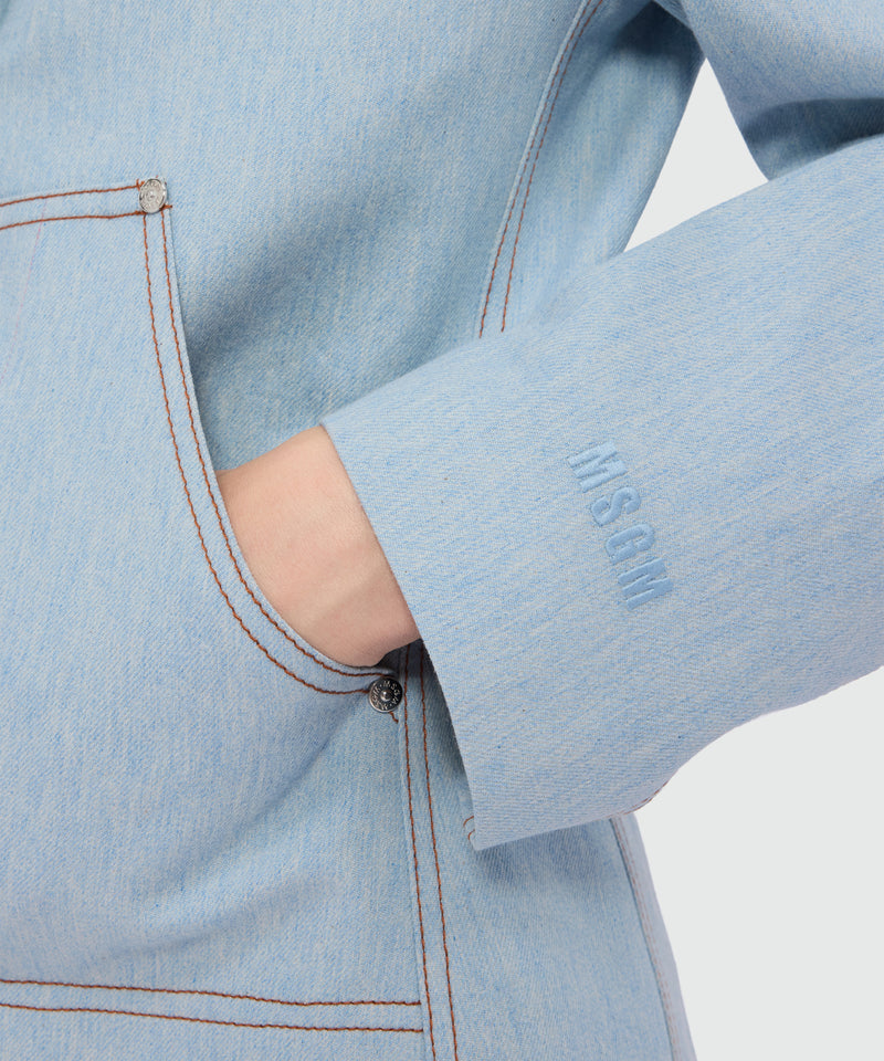 Raw denim jacket with contrast stitching and single-button front fastening 82 Donna 