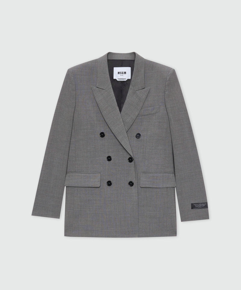 Grey melange double-breasted lightweight wool jacket 98 Donna 