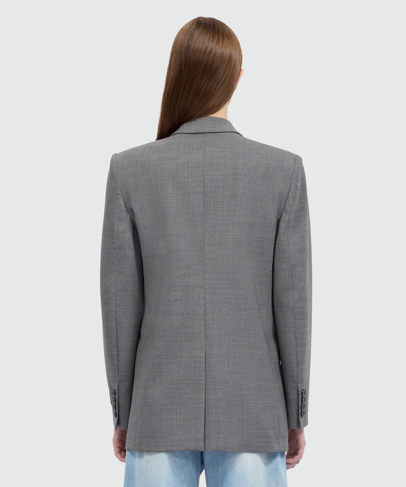 Grey melange double-breasted lightweight wool jacket 98 Donna 