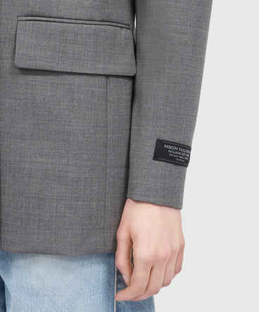 Grey melange double-breasted lightweight wool jacket