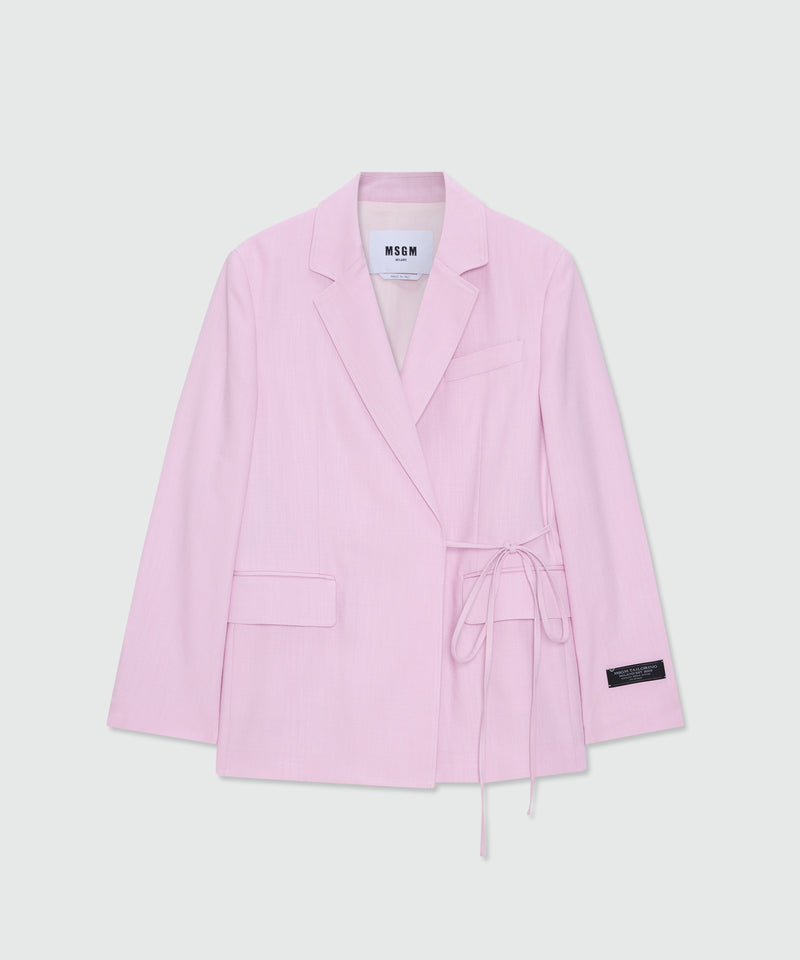Pink viscose double-breasted jacket with tie fastening 12 Donna 
