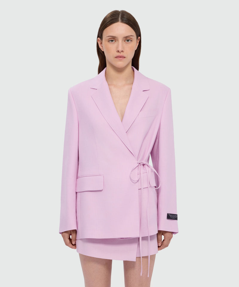 Pink viscose double-breasted jacket with tie fastening 12 Donna 