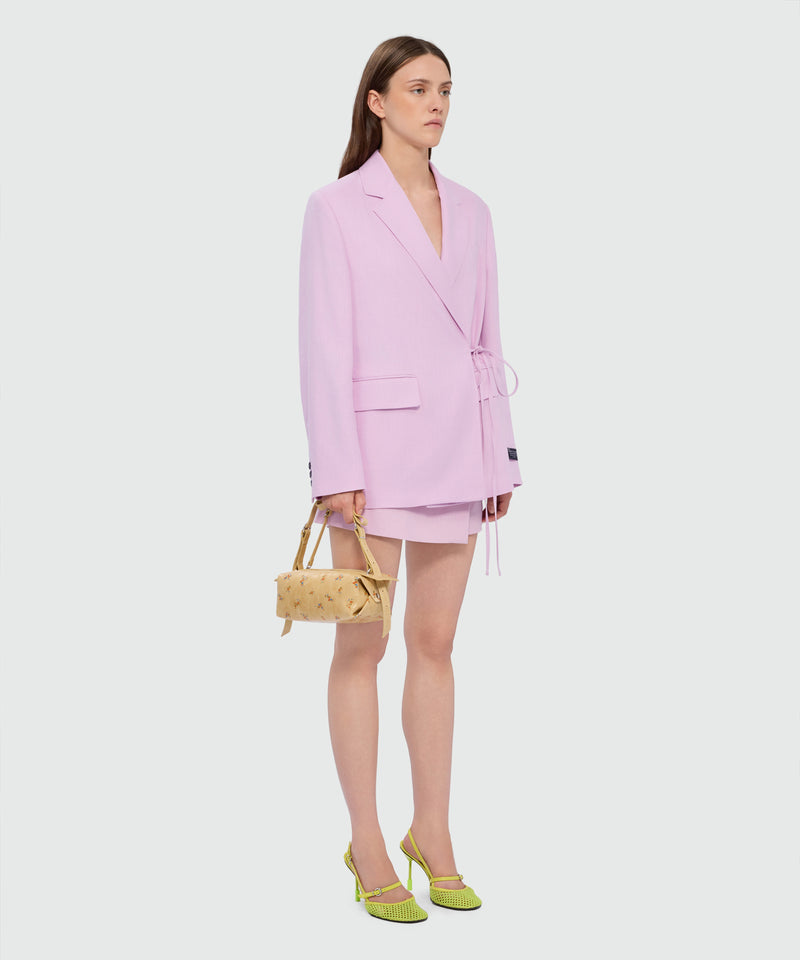 Pink viscose double-breasted jacket with tie fastening 12 Donna 