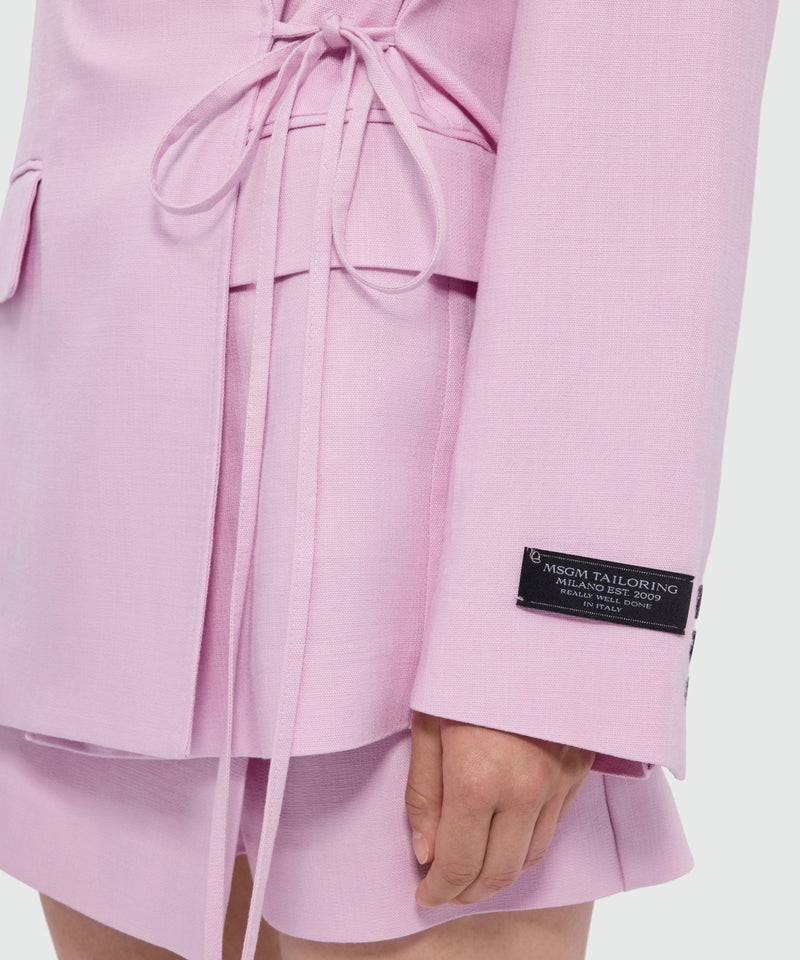 Pink viscose double-breasted jacket with tie fastening 12 Donna 