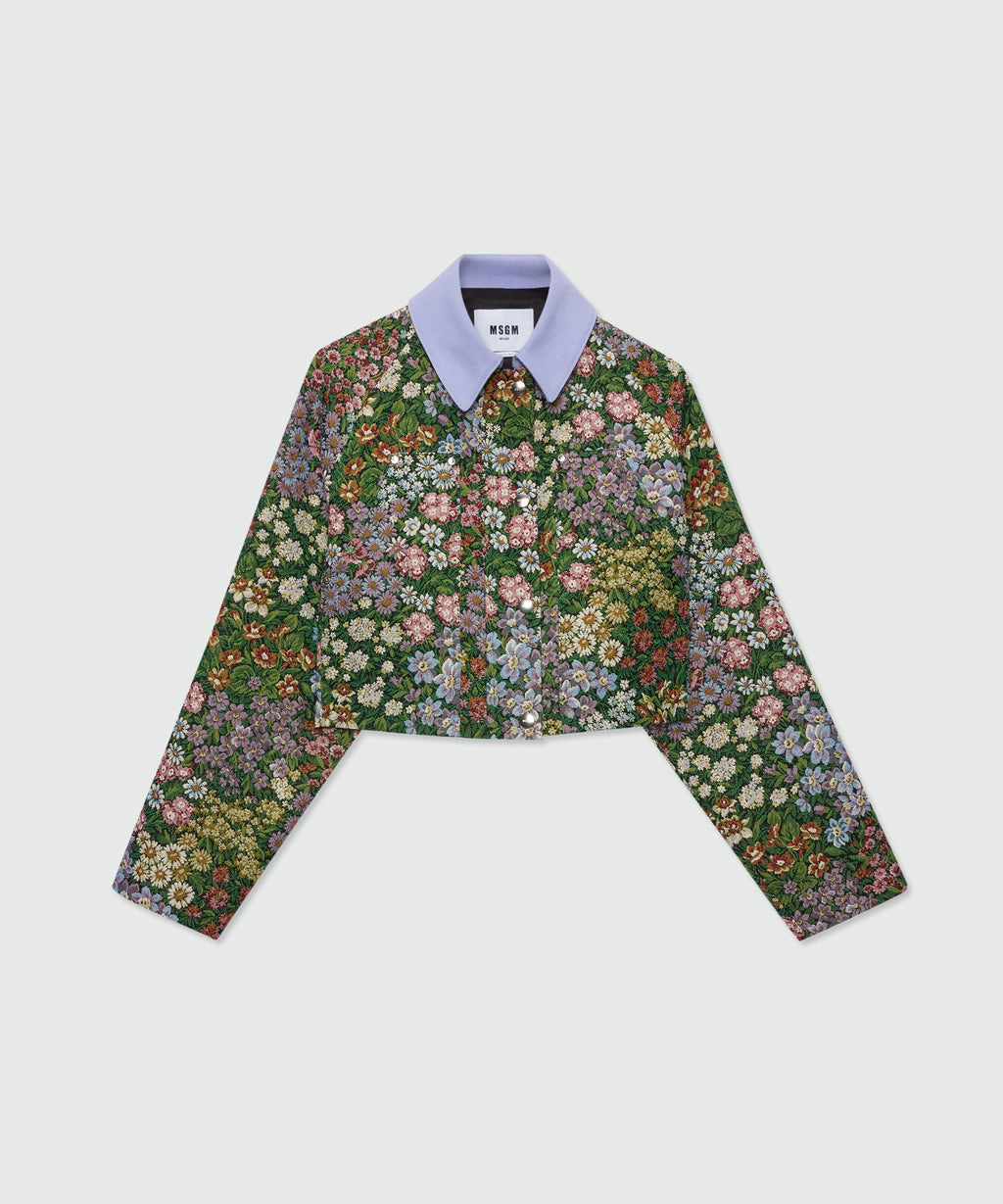 ジ*✨様 【mame】Floral Jacquard Jacket Multicolor cropped floral jacquard jacket with canvas collar