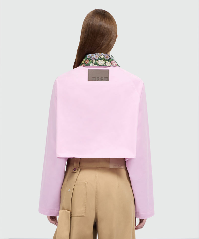 Pink cropped cotton gabardine jacket with metal buttons 12 Donna 