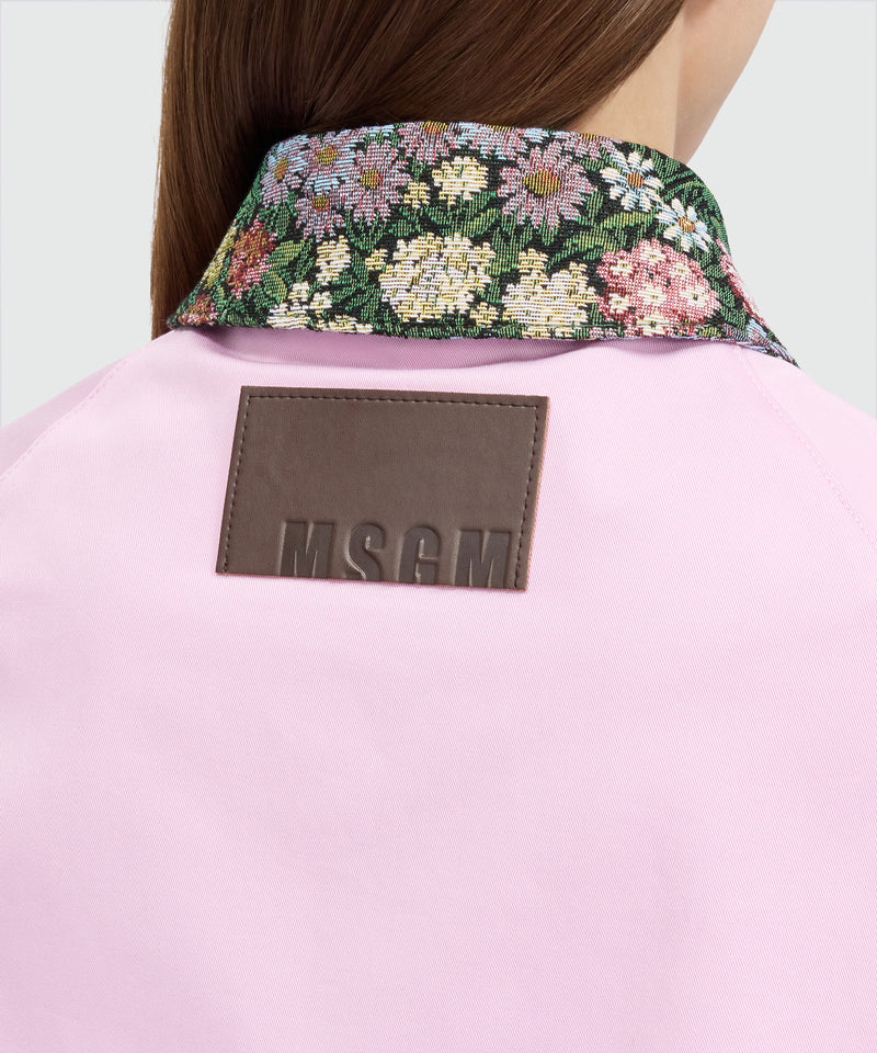 Pink cropped cotton gabardine jacket with metal buttons 12 Donna 