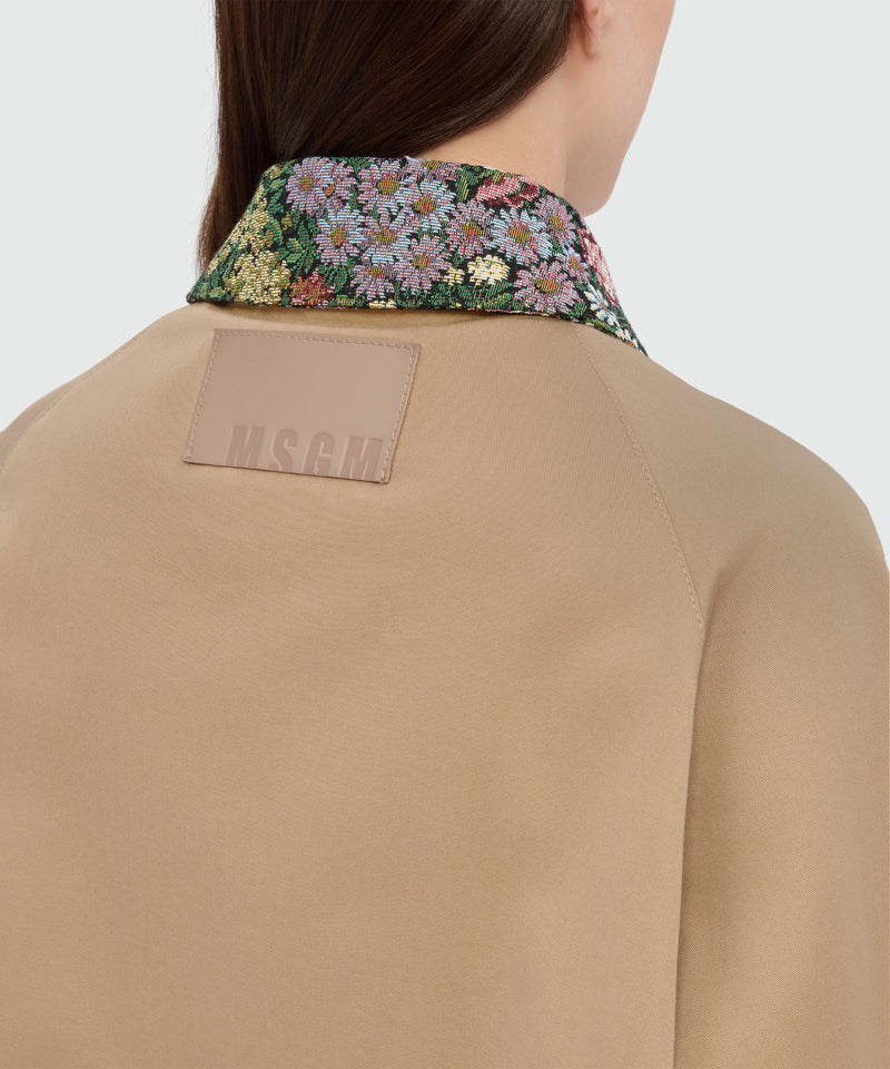 Beige cropped cotton gabardine jacket with metal buttons 24 Donna 