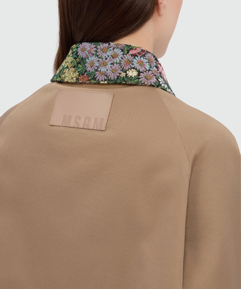 Beige cropped cotton gabardine jacket with metal buttons 24 Donna 