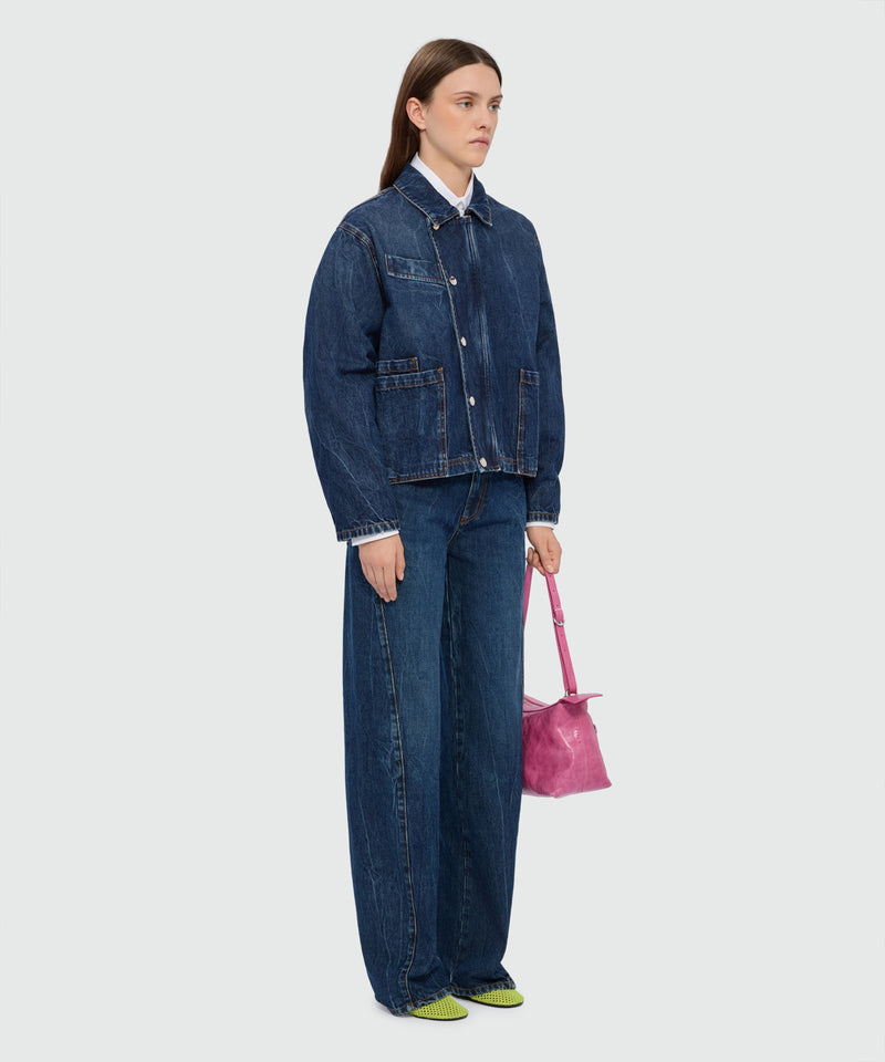 Raw denim jacket with classic collar and front pockets 84 Donna 