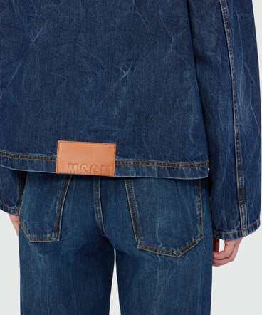 Raw denim jacket with classic collar and front pockets