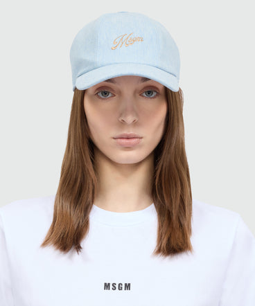 Denim baseball cap with MSGM embroidery