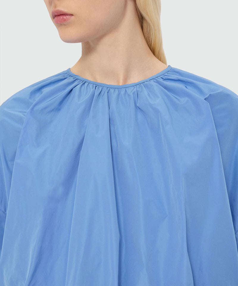 Light blue cropped taffeta blouse with balloon silhouette 84 Donna 