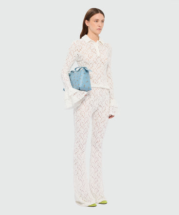 Polo bianca manica lunga in pizzo