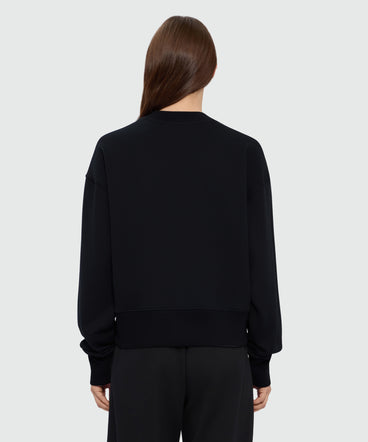 Black cotton sweatshirt with MSGM embroidery on the front