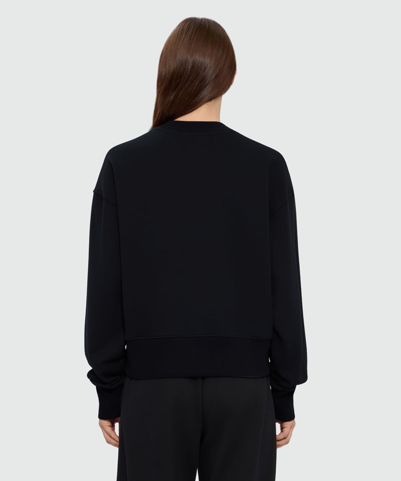 Black cotton sweatshirt with MSGM embroidery on the front 99 Donna 