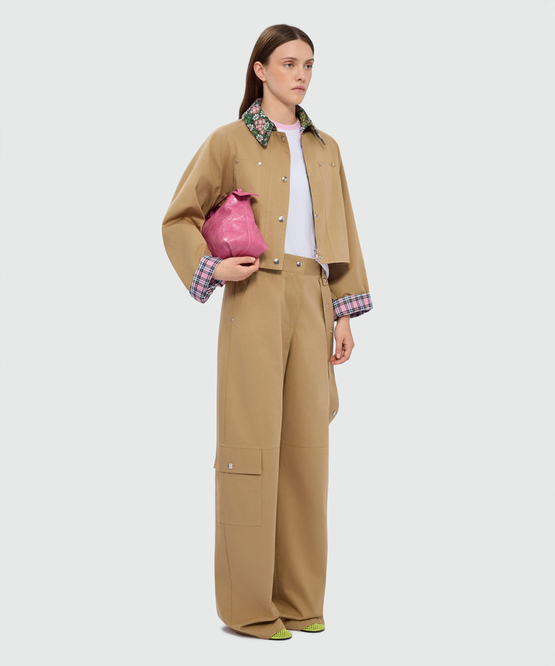 White short-sleeve cotton jersey T-shirt with MSGM embroidery on the chest 01 Donna 