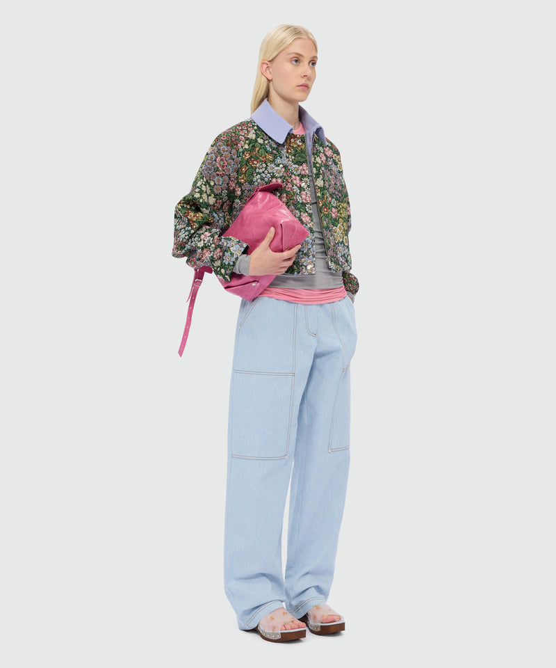 Pink short-sleeve viscose ribbed T-shirt 19 Donna 