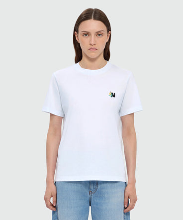 White short-sleeve cotton jersey T-shirt with Mwave logo embroidery on the chest