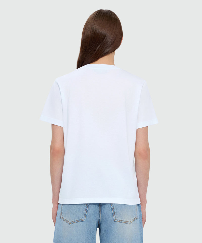White short-sleeve cotton jersey T-shirt with Mwave logo embroidery on the chest 01 Donna 