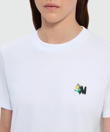 White short-sleeve cotton jersey T-shirt with Mwave logo embroidery on the chest