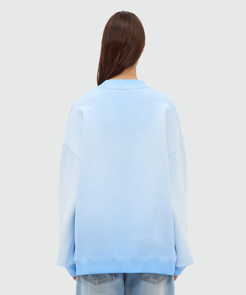 Light blue cotton crew-neck sweatshirt with hand-applied gradient treatment 82 Donna 