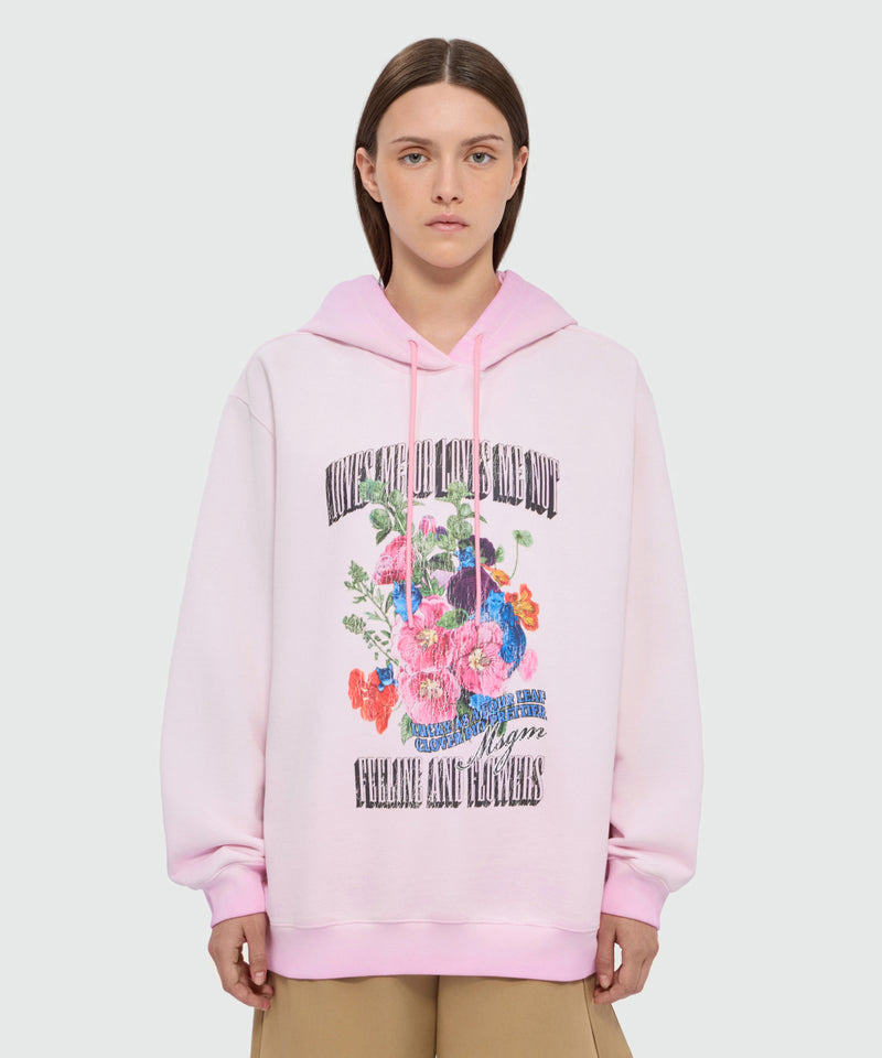 Pink cotton hoodie with hand-applied gradient treatment 12 Donna 