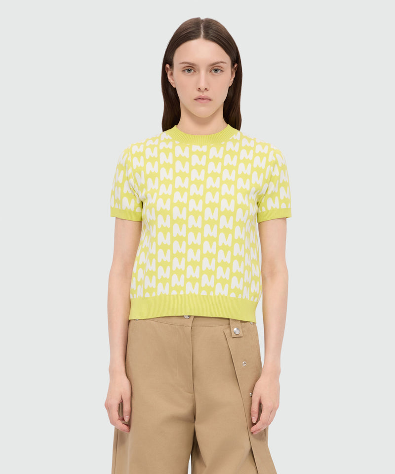 Lime MWAVE jacquard knit top 33 Donna 