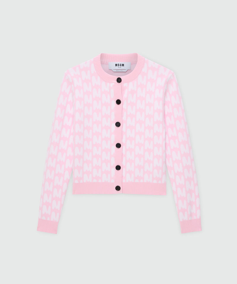 Pink MWAVE jacquard cardigan with contrast button closure 12 Donna 