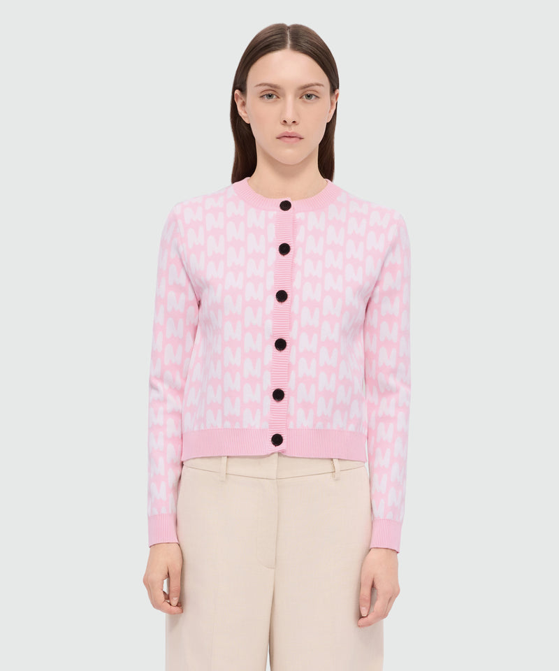 Pink MWAVE jacquard cardigan with contrast button closure 12 Donna 