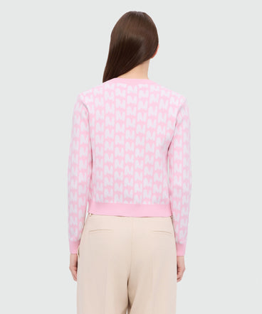 Pink MWAVE jacquard cardigan with contrast button closure