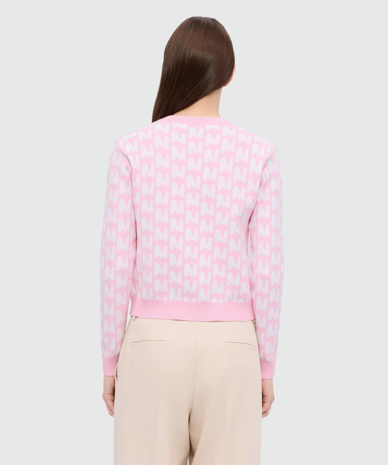 Pink MWAVE jacquard cardigan with contrast button closure 12 Donna 
