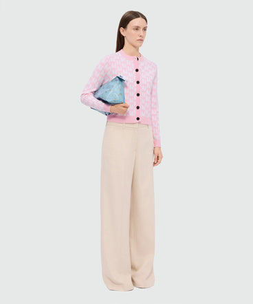 Pink MWAVE jacquard cardigan with contrast button closure