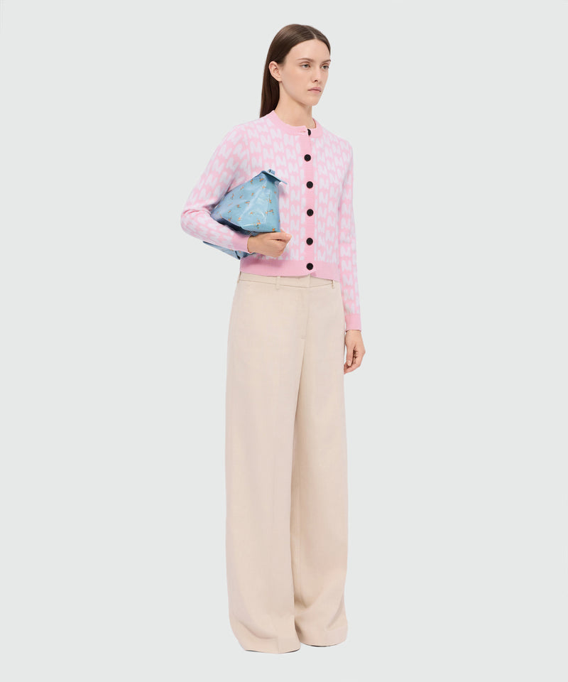 Pink MWAVE jacquard cardigan with contrast button closure 12 Donna 