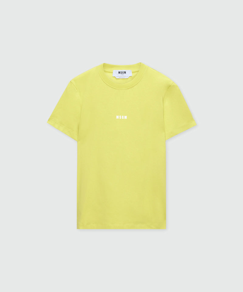 Lime short-sleeve cotton jersey T-shirt with micro logo on the front 32 Donna 