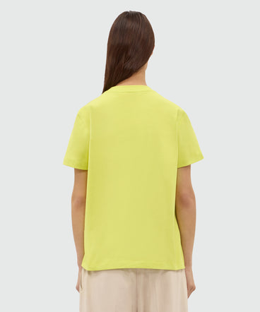 Lime short-sleeve cotton jersey T-shirt with micro logo on the front