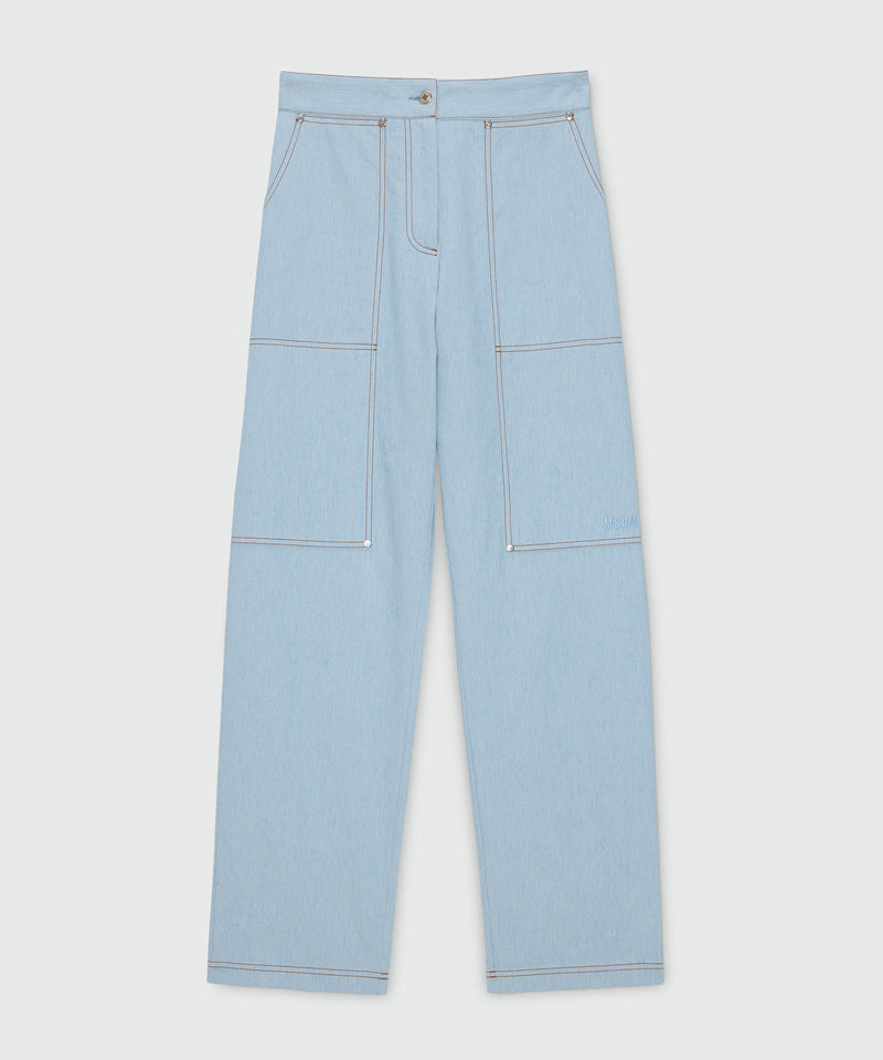Oversized raw denim trousers with contrast stitching and metal rivets 82 Donna 