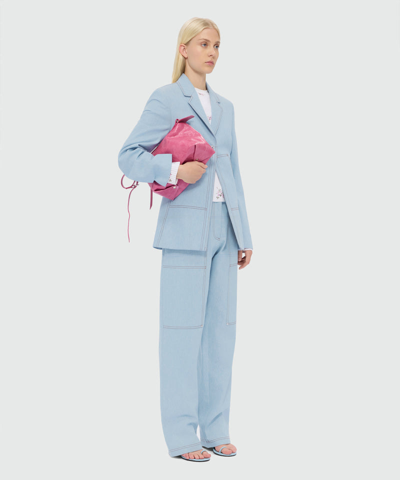 Oversized raw denim trousers with contrast stitching and metal rivets 82 Donna 