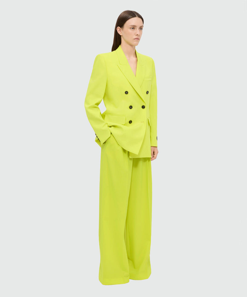 Lime palazzo trousers in lightweight wool with elasticated waistband and MSGM logo 33 Donna 