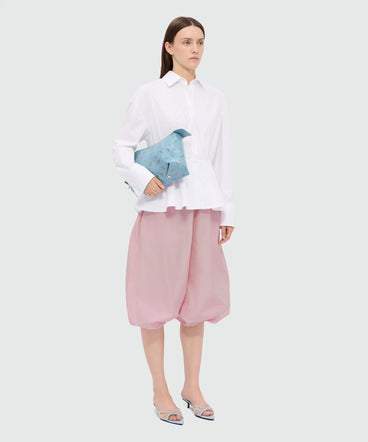 Pink taffeta trousers with logo elasticated waistband