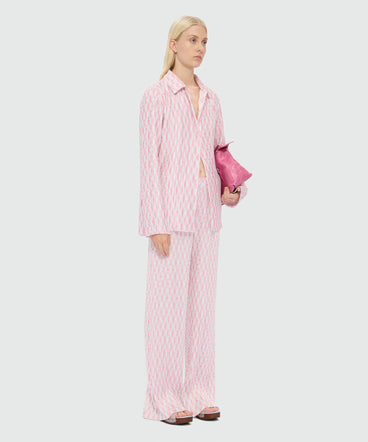 Multicolor pleated check-print trousers