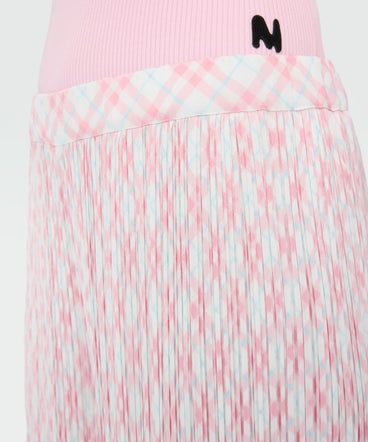 Multicolor pleated check-print trousers