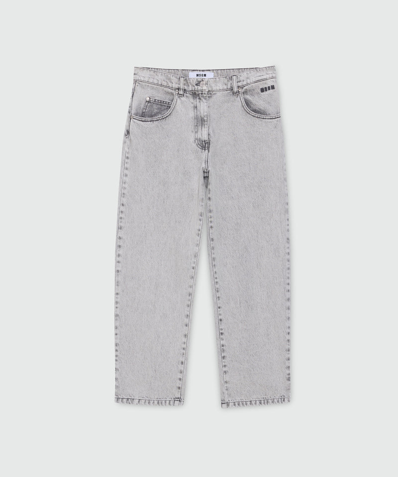 Grey stone-washed five-pocket denim trousers 94 Donna 