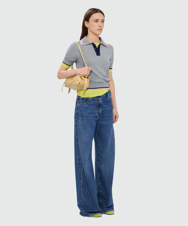 Pantalone in denim scuro cinque tasche lavaggio stone-washed